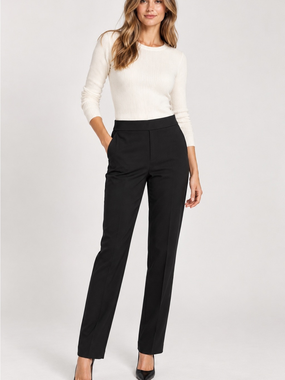 Rachel Zoe Black Tailored Pull-On Straight Leg Pants Size M